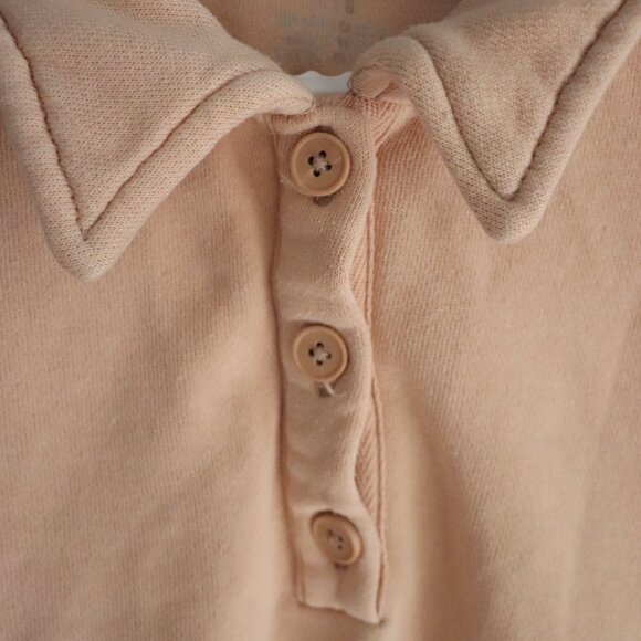 Aerie Cropped Sz Lrg Peach Cropped Button Henley Pullover Long Sleeve Sweatshirt - Picture 5 of 14